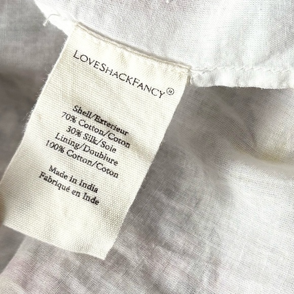 LOVESHACKFANCY Silk Cotton Floral Ruffle Trim Square Neck Mini Dress S - Picture 8 of 9